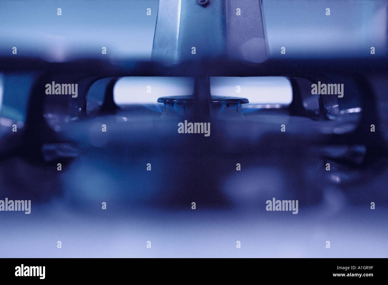 Espressokocher auf Gasherd Stockfoto