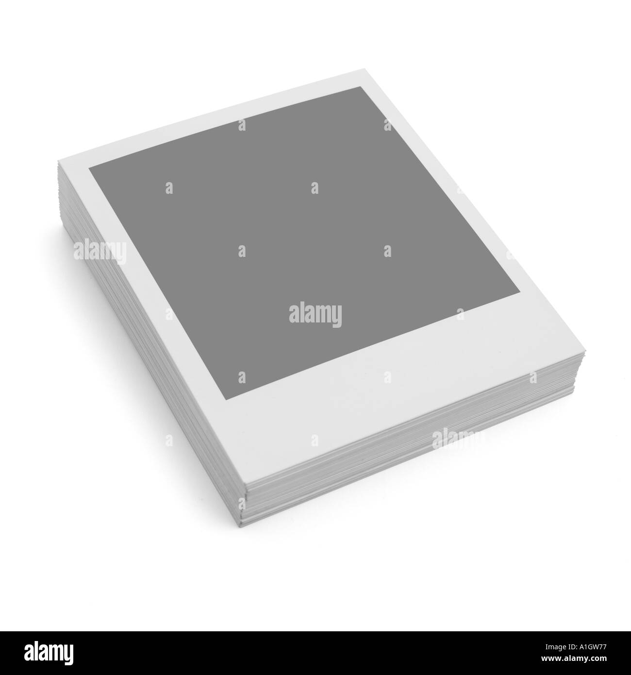 Ein Haufen von Polaroid-Bilder mit einem grauen Kasten, so können Sie Ihre eigenen hinzufügen Stockfoto