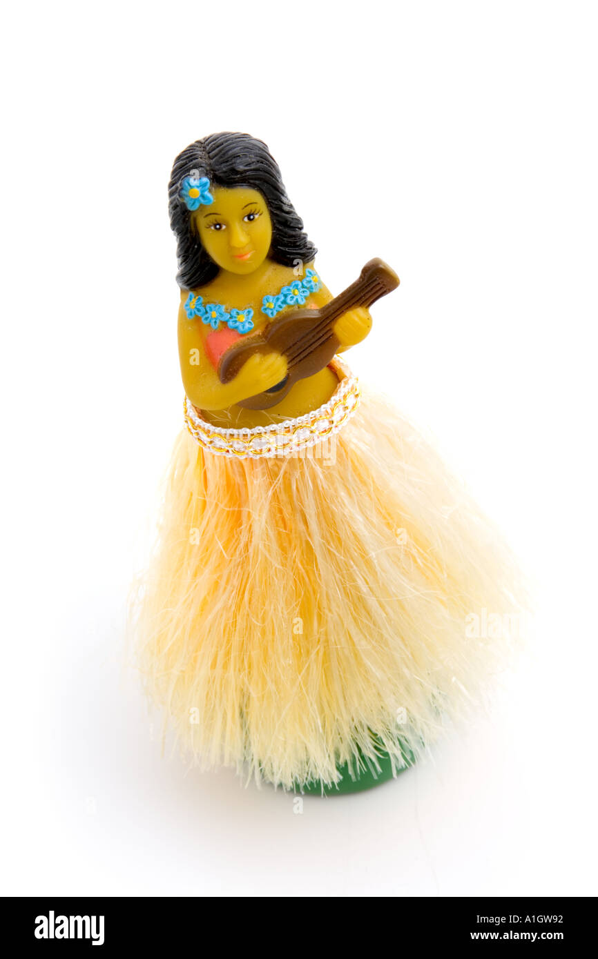 Hawaiian Hula Tänzerin Spielzeug mit einer Ukulele Stockfoto