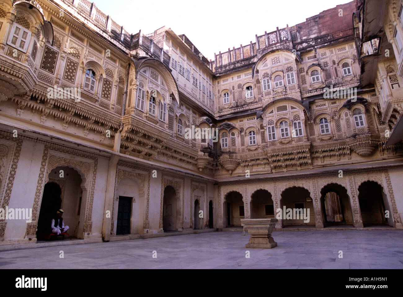 Innenhof des Meherangarh Fort in Jodhpur in Rajasthan in Indien Stockfoto