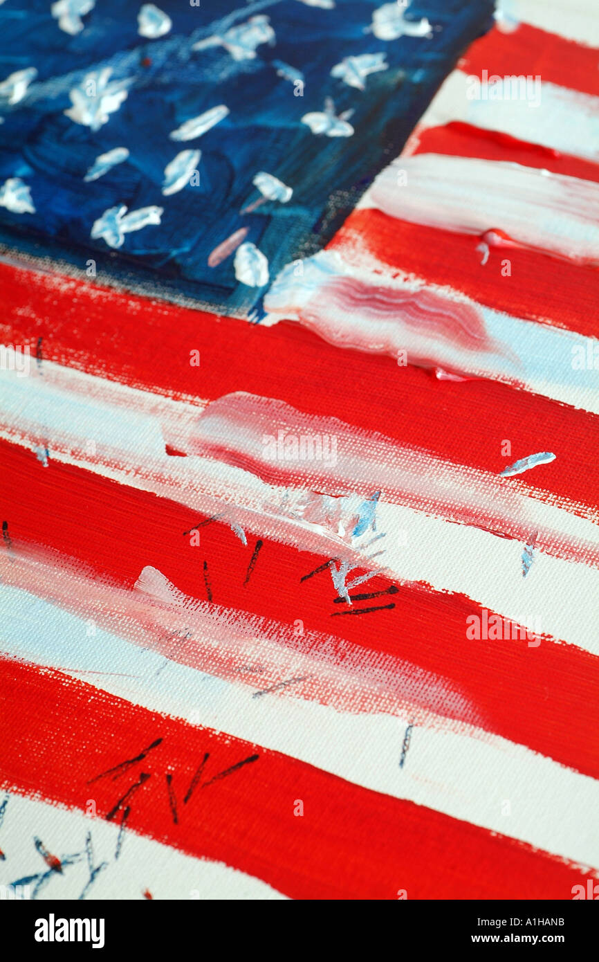 Abstrakte USA-Flagge-Öl auf Leinwand Stockfoto