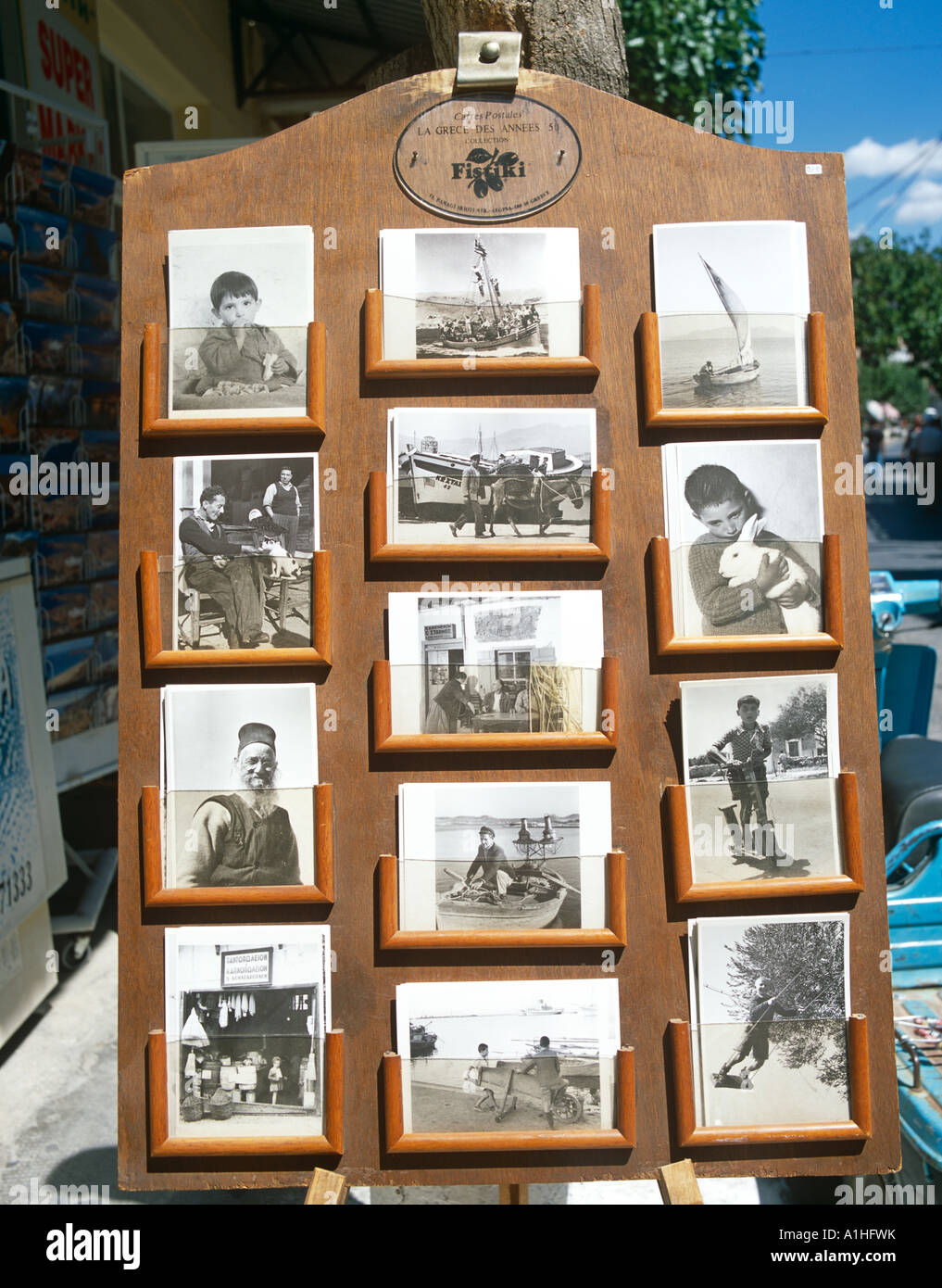 Alte schwarze & weiße Postkarten Kreta griechische Inseln Griechenland Hellas Stockfoto