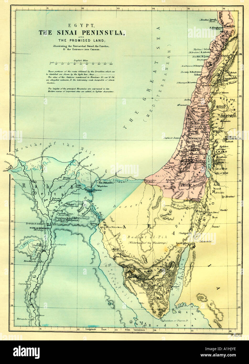 Antike Landkarte von Sinai-Halbinsel aus späteren Ausgabe von John Browns selbst interpretieren Bibel erstmals veröffentlicht im Jahre 1778 Stockfoto