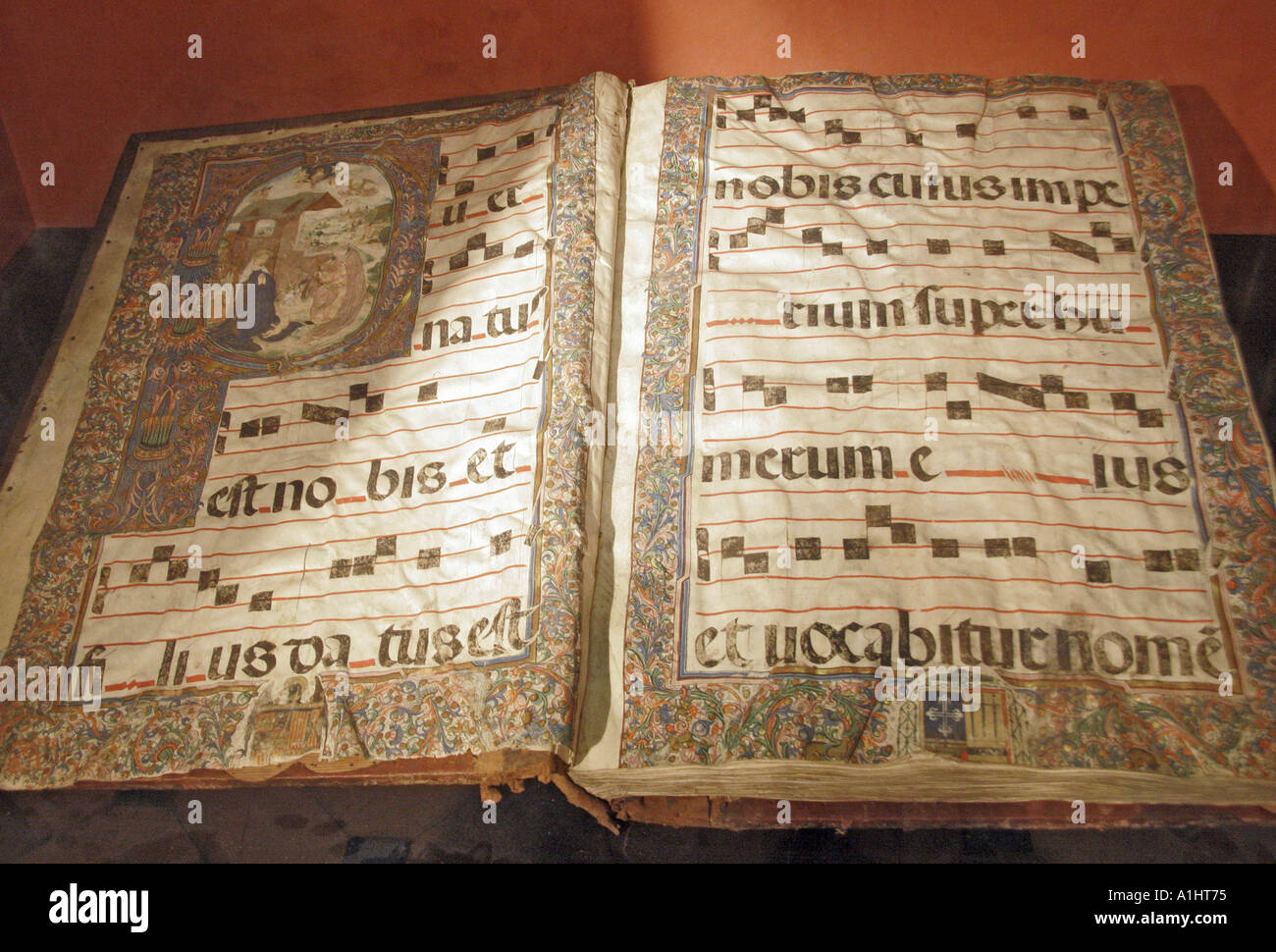 Malaga Spanien 15. Jahrhundert Musikhandschrift im Dommuseum Stockfoto