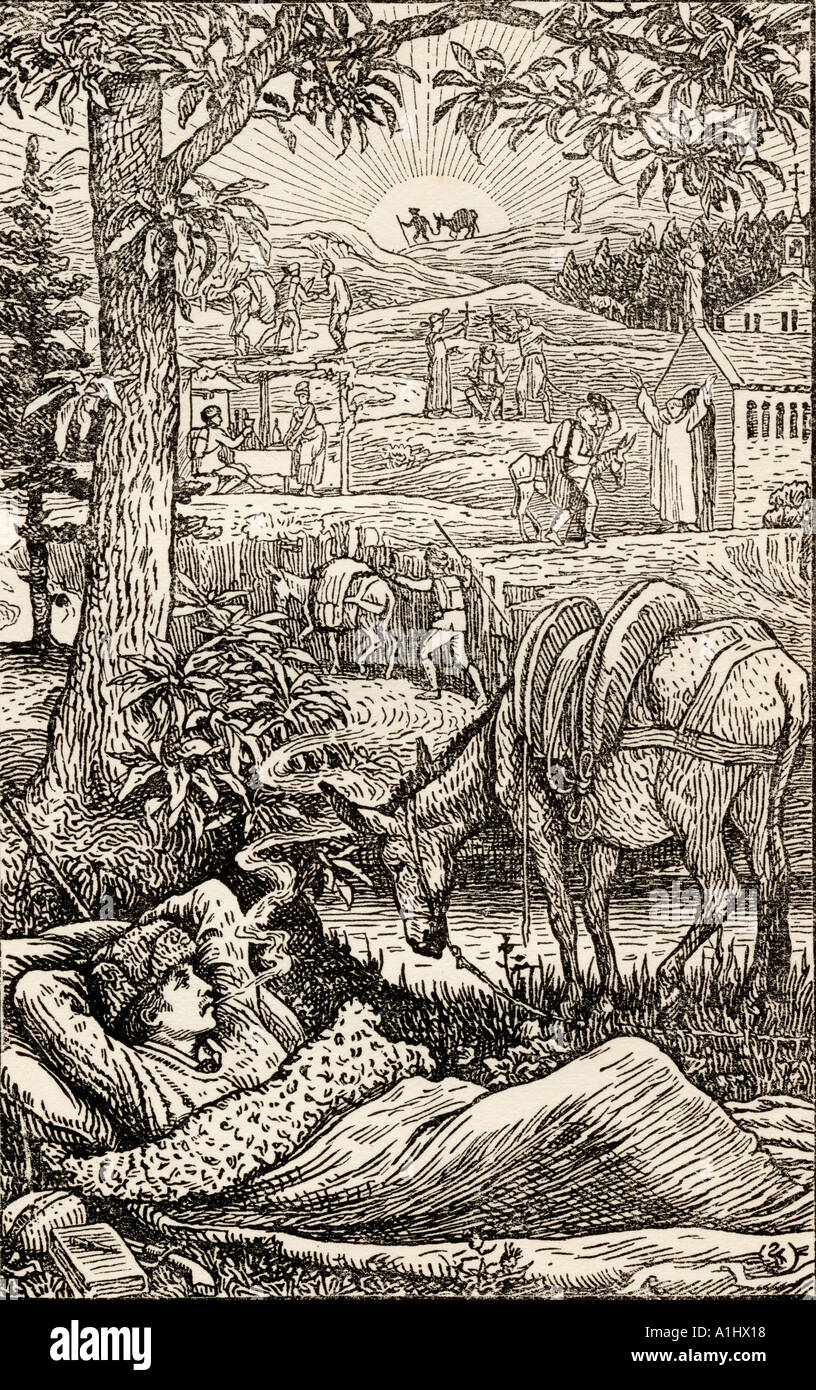 Frontspiece von Walter Crane (1845 - 1915) zu dem Buch, reist mit einem Esel in den Cevennen von Robert Louis Stevenson. Stockfoto