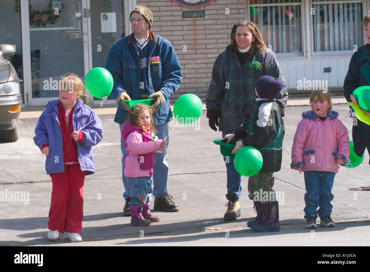 Aktivitäten in Saint Patrick s am Tag Parade in Port Huron, Michigan Stockfoto