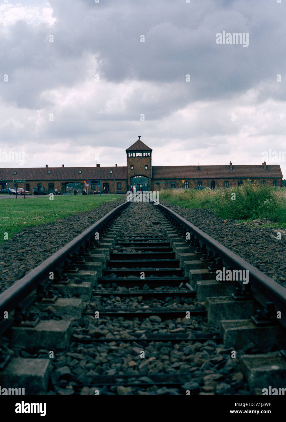 Die Bahnstrecke nach Auschwitz-Birkenau Stockfoto