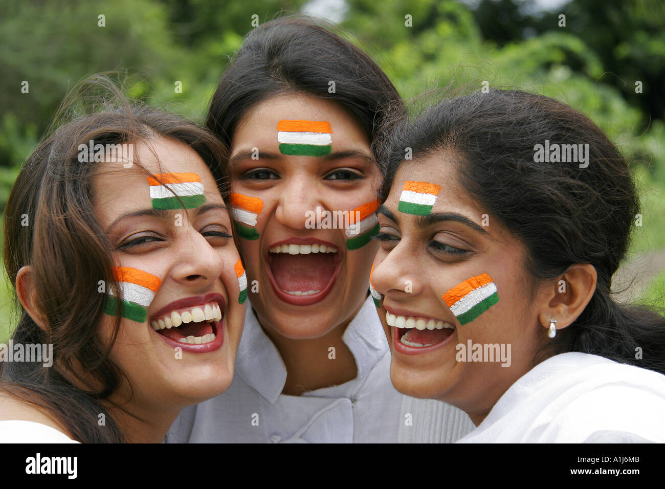 SSK76305 Feiern indischen Girls feiern indischen Unabhängigkeitstag Indien Stockfoto