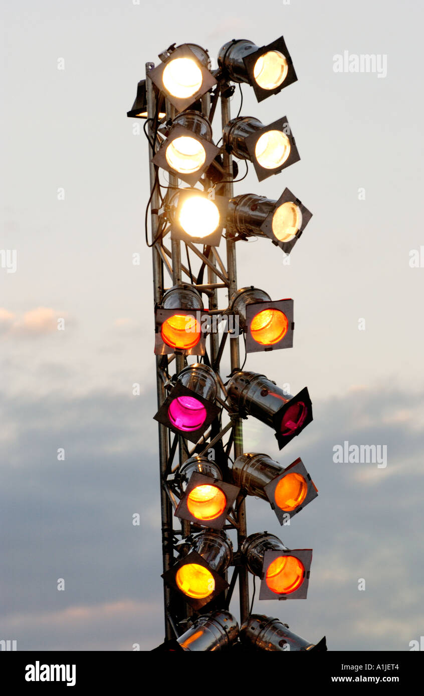 Beleuchtung-Rig bei Outdoor-Event in Cardiff South Wales UK Stockfoto