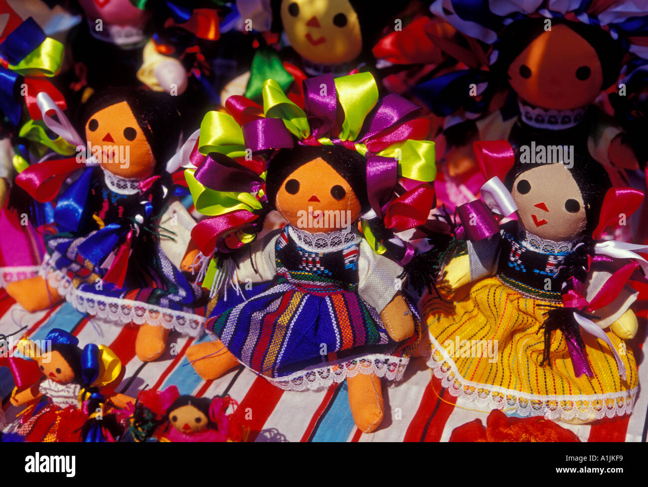 Souvenir, Souvenir Puppe Puppen, Souvenir, Andenken, Puppe, Puppen, Markt, Centenario, Garten, Coyoacan, Mexico City, Distrito Federal, Mexiko Stockfoto