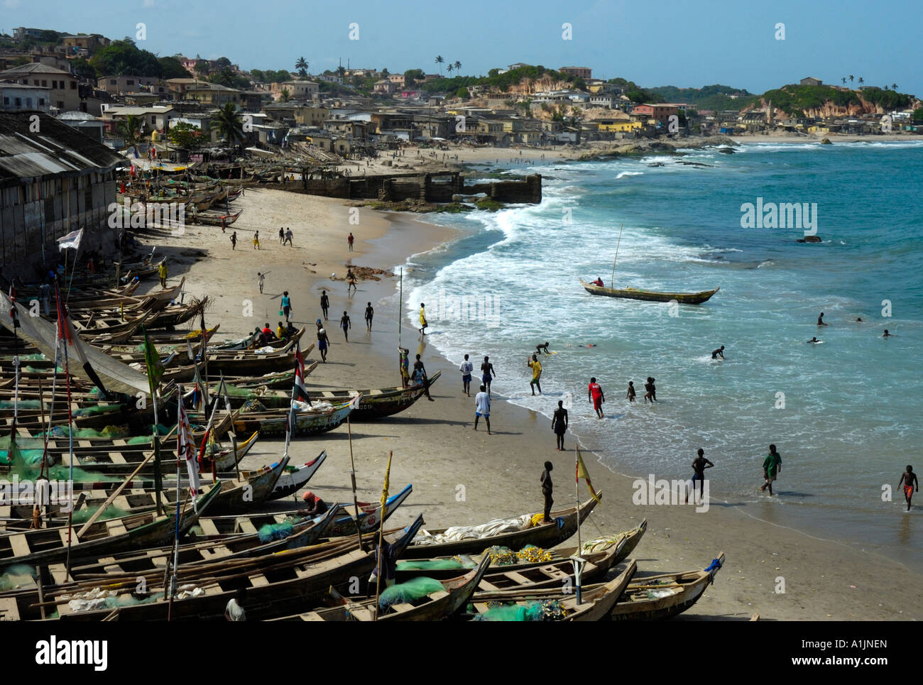 Cape Coast Hafen und die Bucht von Cape Coast Castle, Ghana, Westafrika  Stockfotografie - Alamy