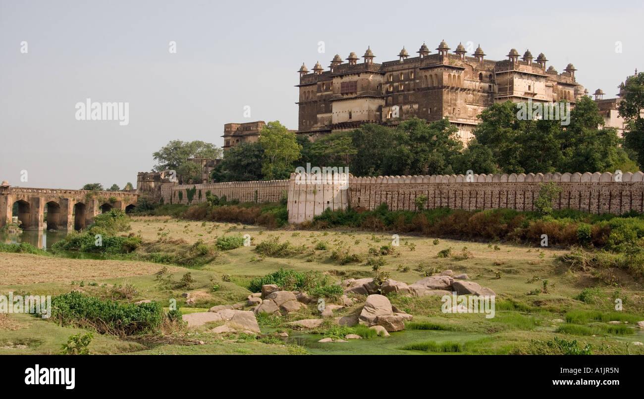 Das Jahangiri Mahal in Orchha in Madhya Pradesh Region von zentralem Indien Stockfoto