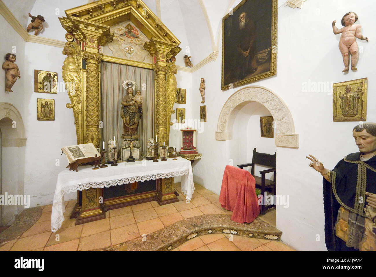 Innere des Real Cartuja (königliche Kartäuser-Kloster), Valldemossa, Westküste, Mallorca, Balearen, Spanien Stockfoto