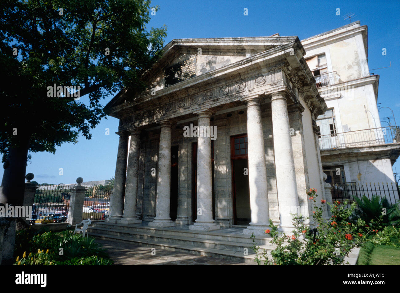 Havanna Kuba El Templete der neoklassischen dorischen Kapelle wo Havanna war gegründet Plaza de Armas Stockfoto