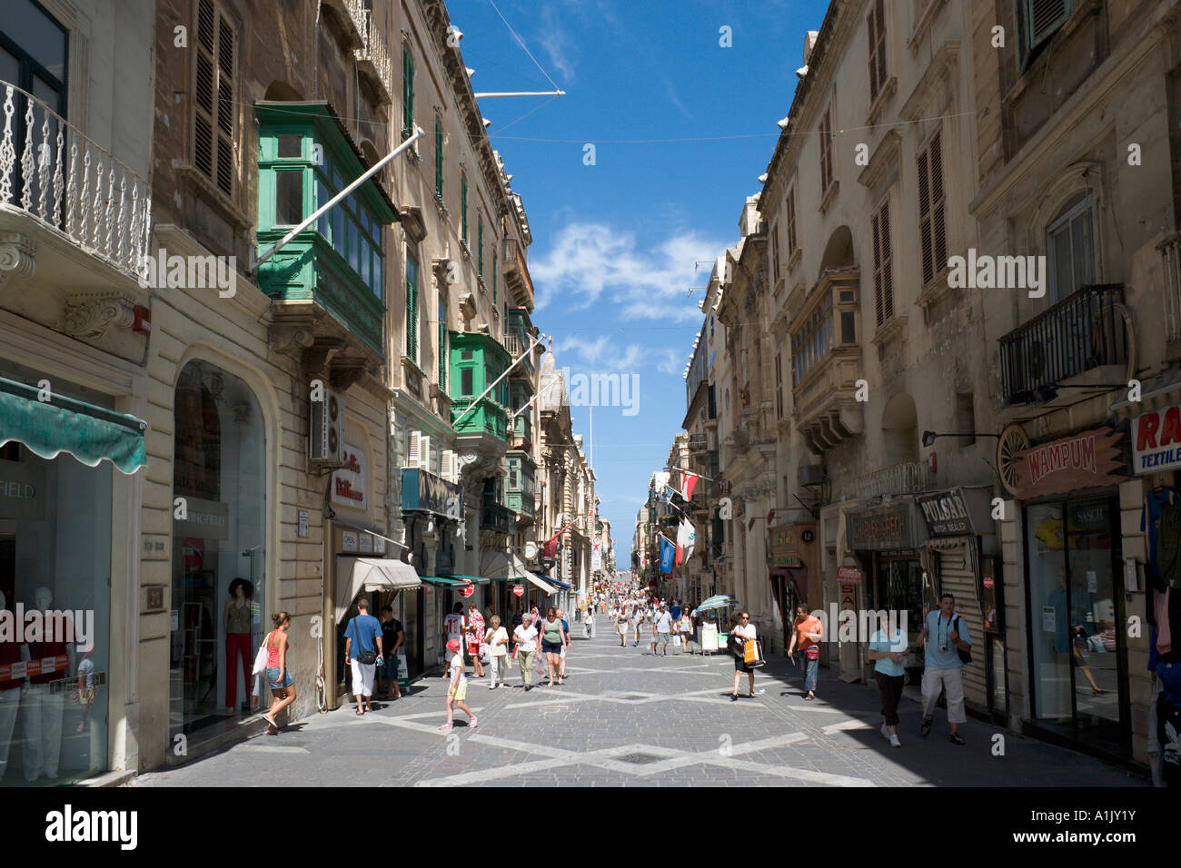 Republic Street oder Triq Repubblika (Hauptstraße), Valletta, Malta Stockfoto