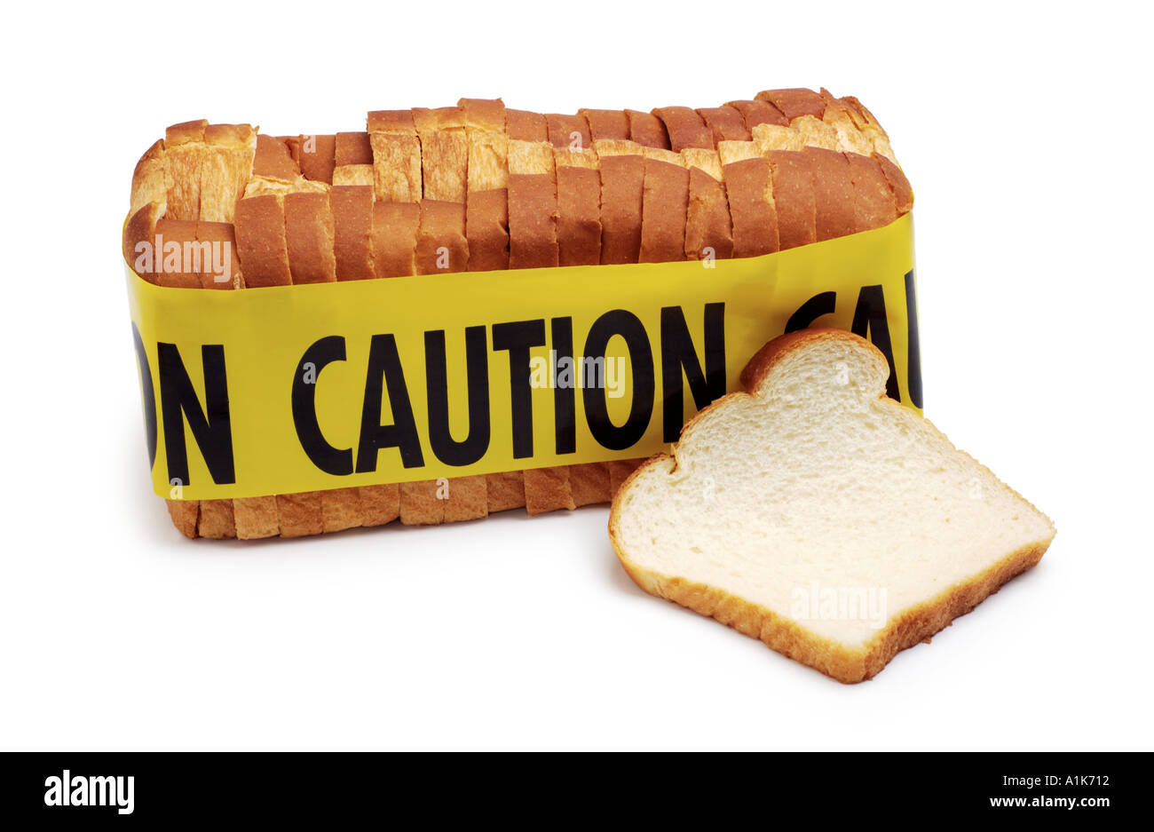Low Carb Diät Absperrband um Brot Stockfoto