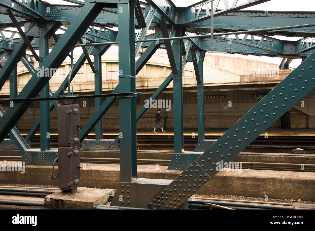 F zu trainieren, Smith und 9th Street Brooklyn Subway New York City, Vereinigte Staaten von Amerika Stockfoto