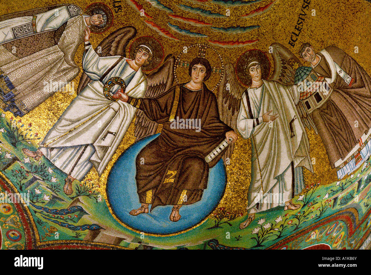 Ravenna Italien 6. C AD Mosaik Darstellung Christus als Schöpfer des Kosmos Basilica di San Vitale Stockfoto