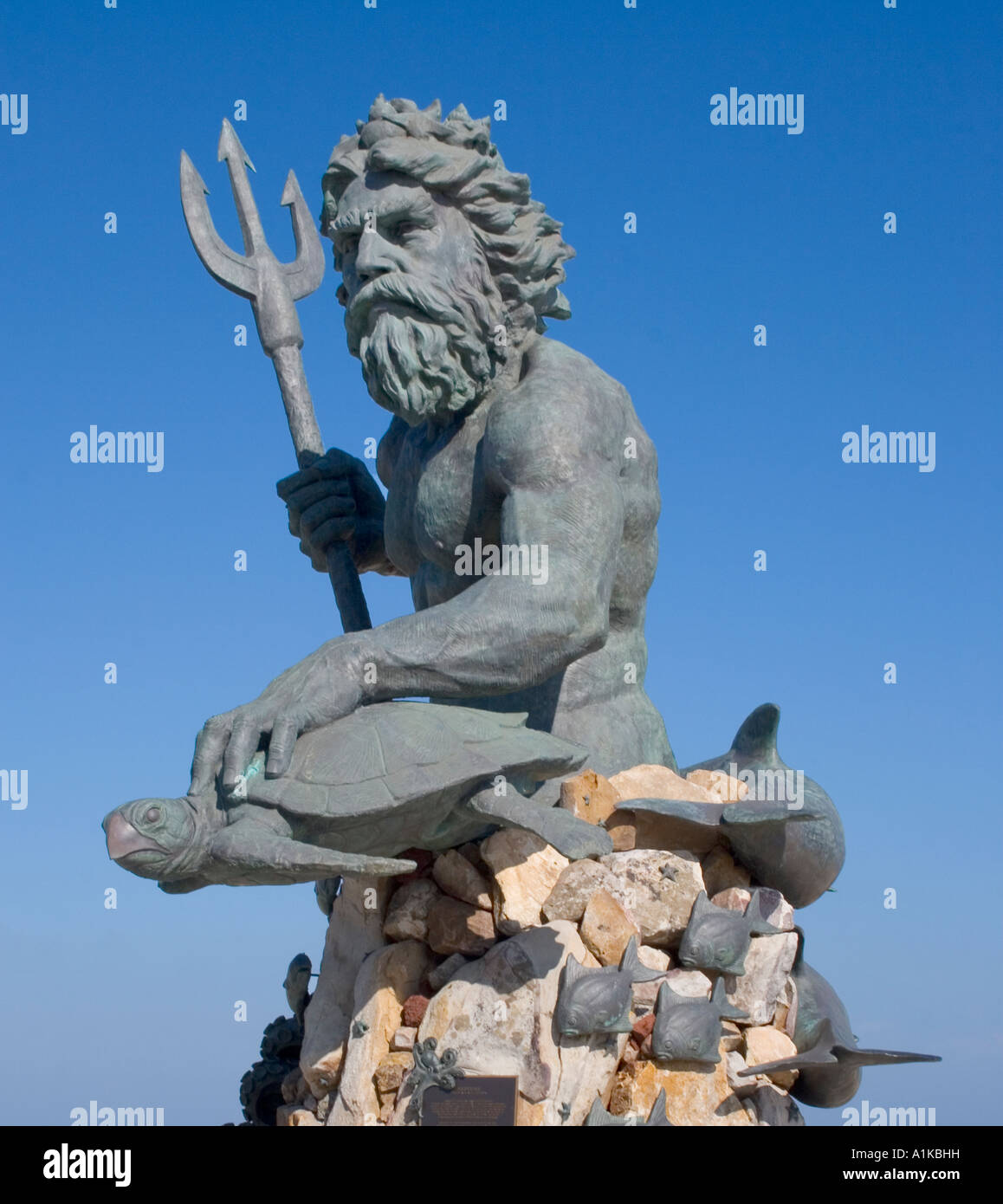 Neptun-Statue in Virginia Beach Stockfoto