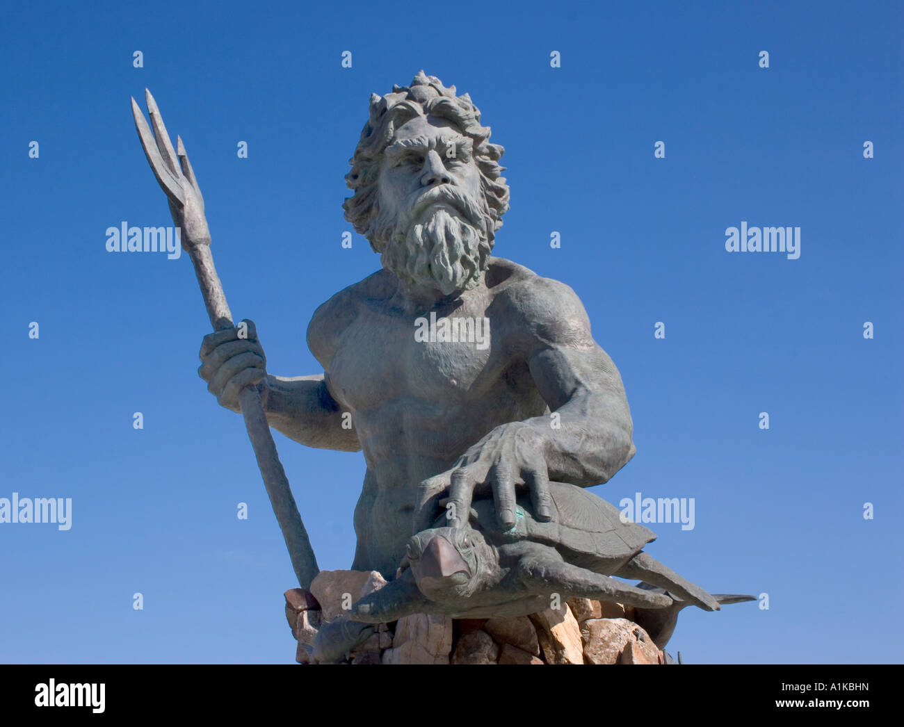 Neptun-Statue in Virginia Beach Stockfoto