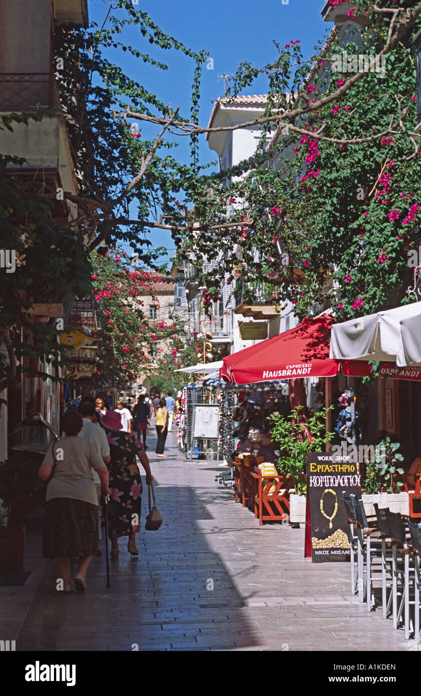 Die Walking Street in Navplion Peloponnisos Griechenland Stockfoto