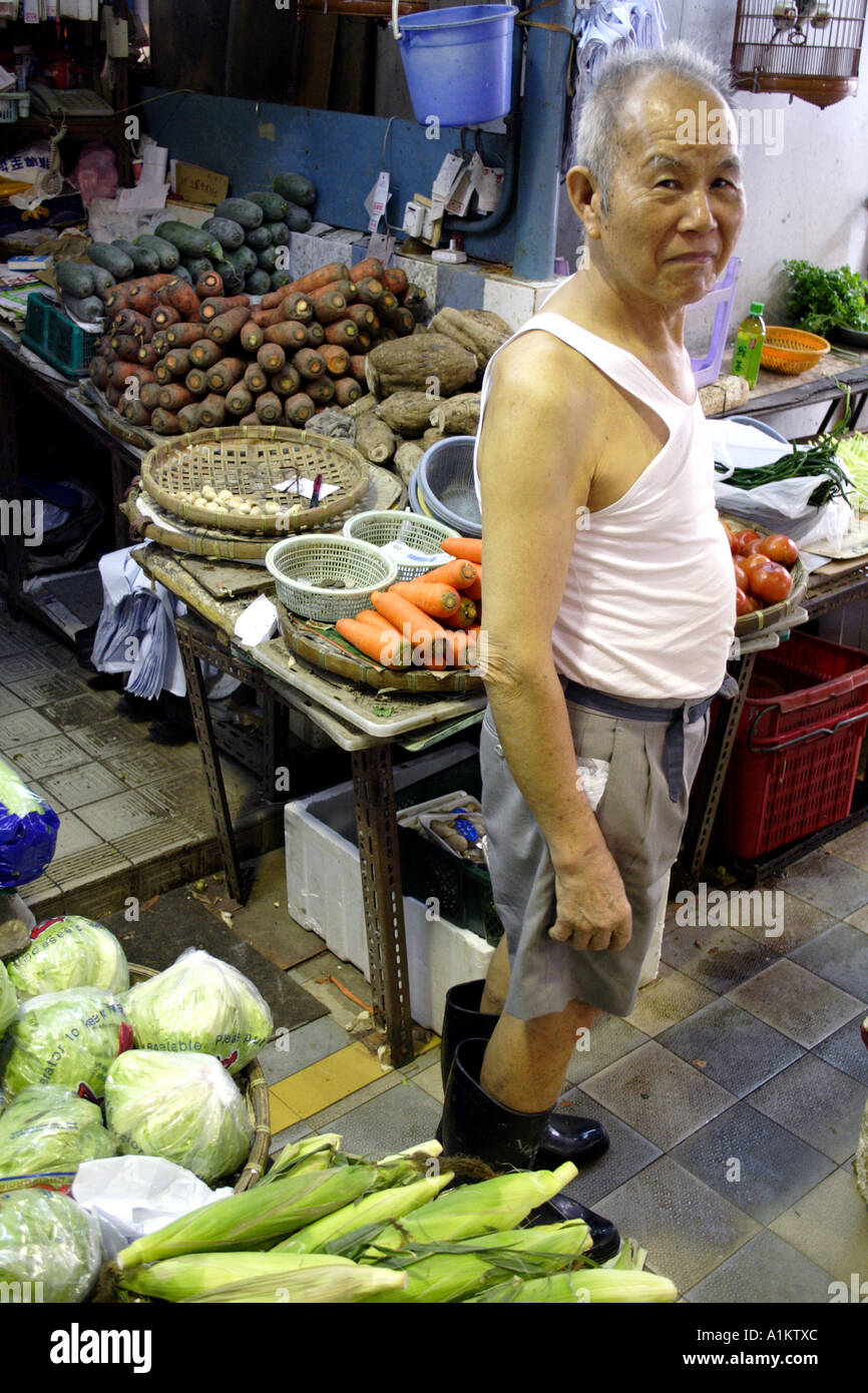 frisches Gemüse an Markthalle Sheung wan, Hong Kong Stockfoto