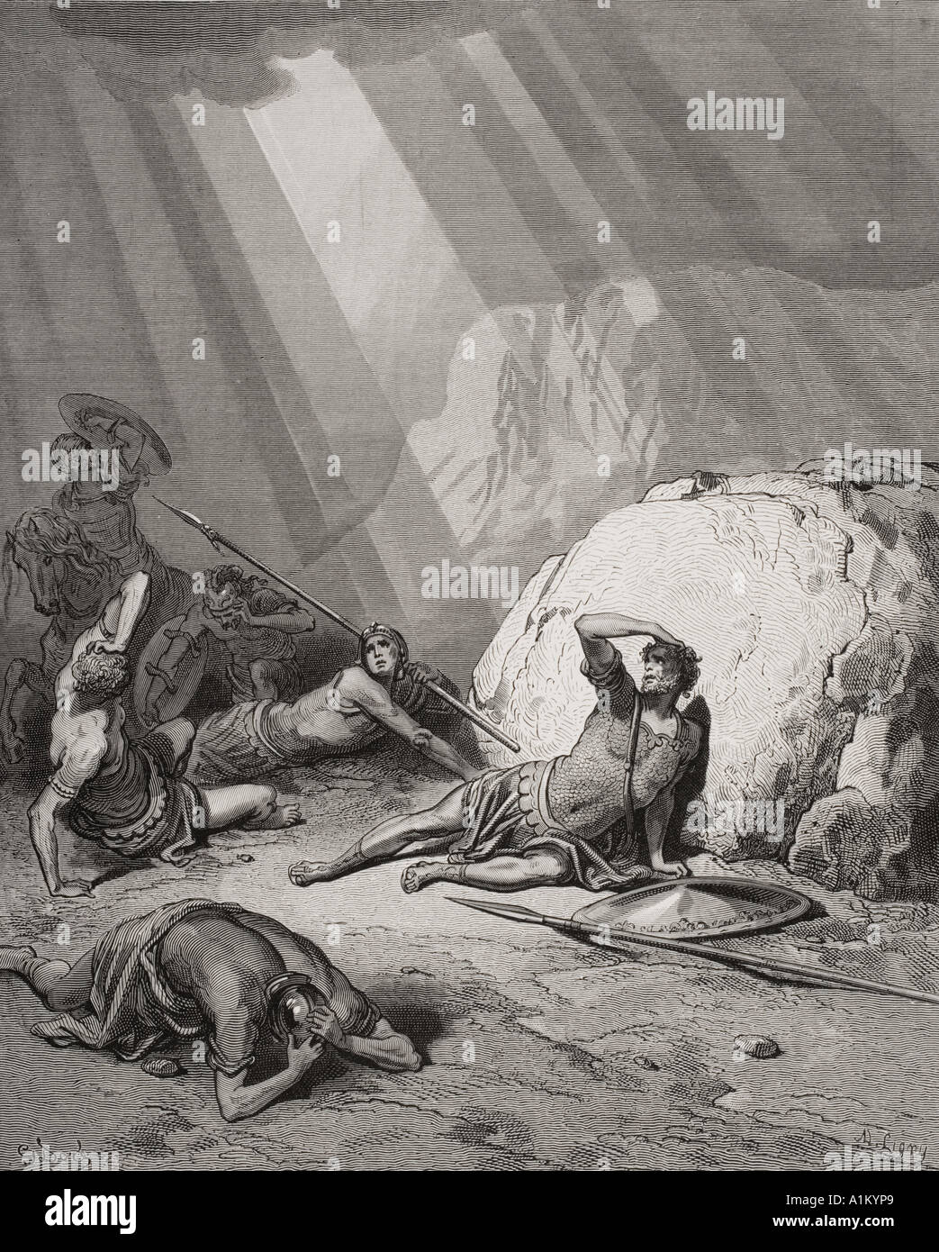 Gravur von Dore Bibel, Apostelgeschichte ix 1 bis 6. Die Bekehrung des hl. Paulus von Gustave Dore Stockfoto