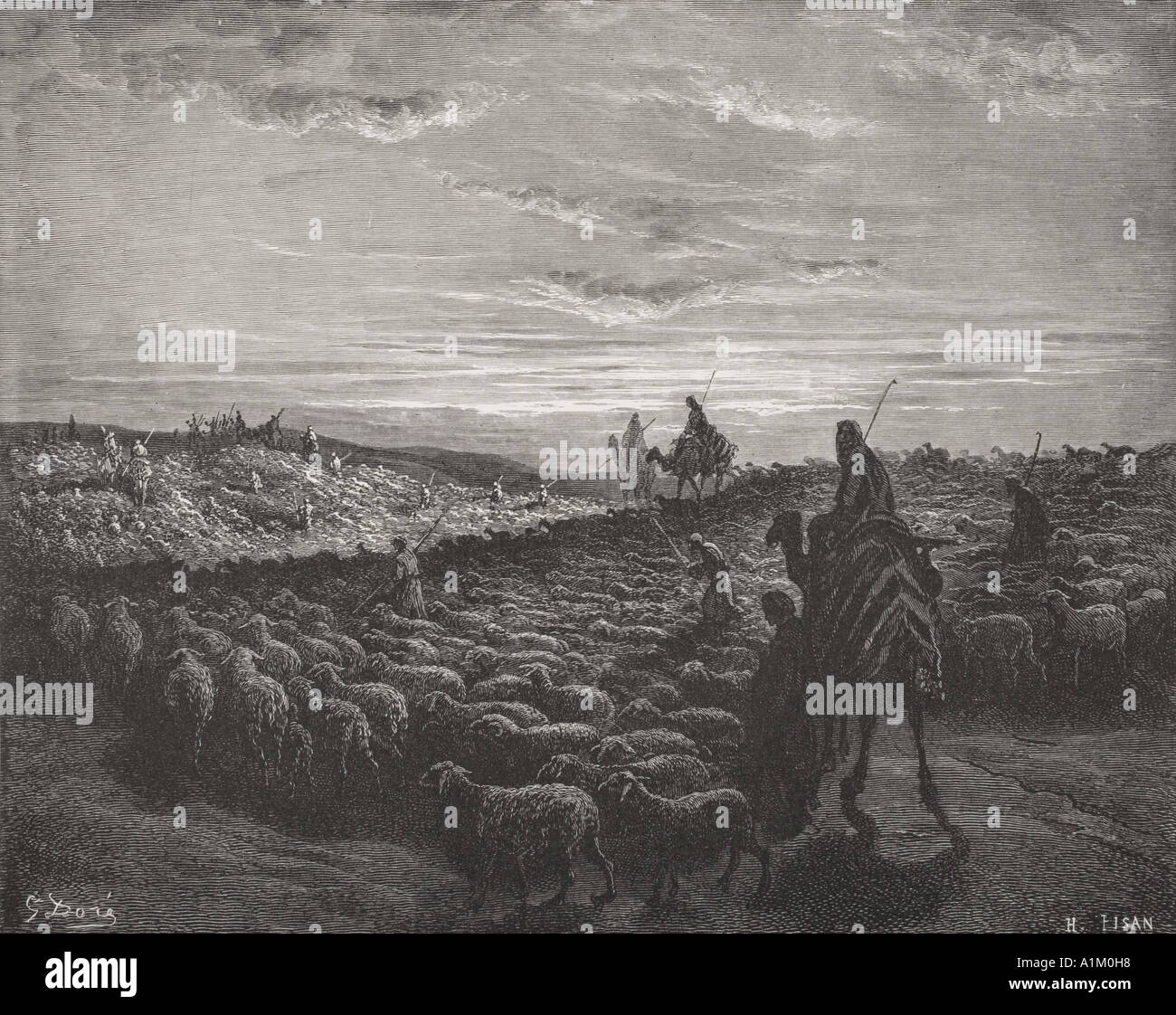 Gravur von Dore Bibel, Genesis xiii 1 bis 4. Abraham Reisen in das Land Kanaan von Gustave Dore Stockfoto