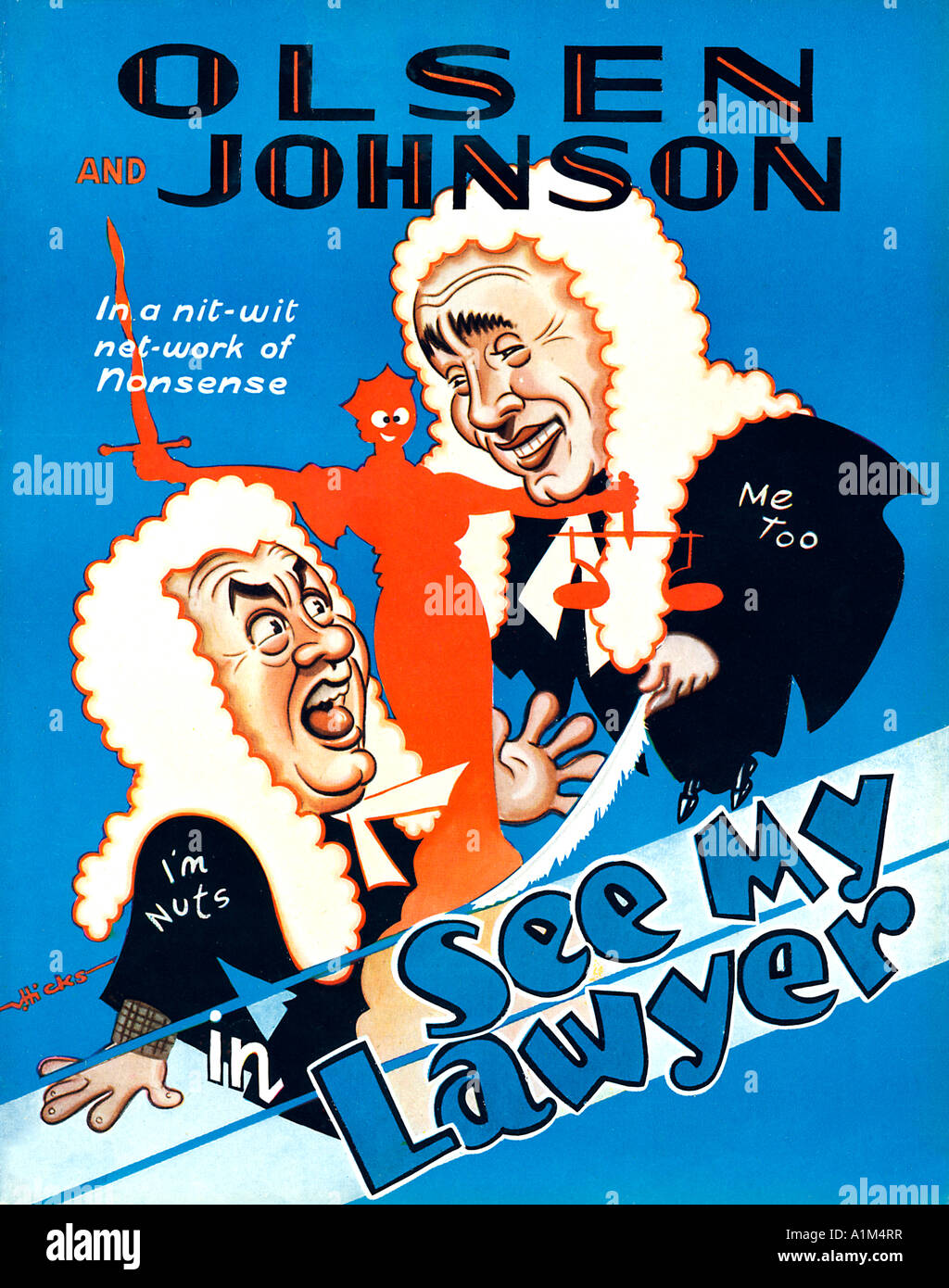 Sehen Sie, dass mein Anwalt 1945 Komödie Filmposter mit Olson und Johnson mit der Anwaltschaft verflochten Stockfoto Sehen Sie, dass mein Anwalt 1945 Komödie Filmposter mit Olson und Johnson mit der Anwaltschaft verflochten Stockfoto