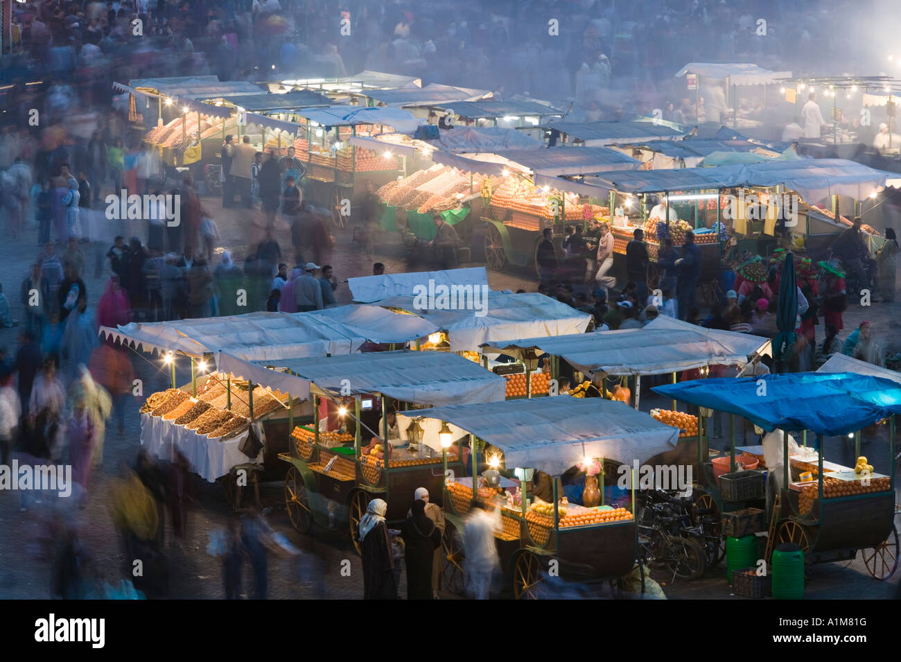 Essen Ständen, Jemma el Fna Platz, Marrakash, Marokko Stockfoto