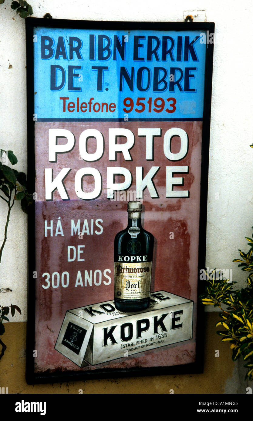 Plakat-Port Kopke Wein Portugal Lissabon Zeichen Stockfoto
