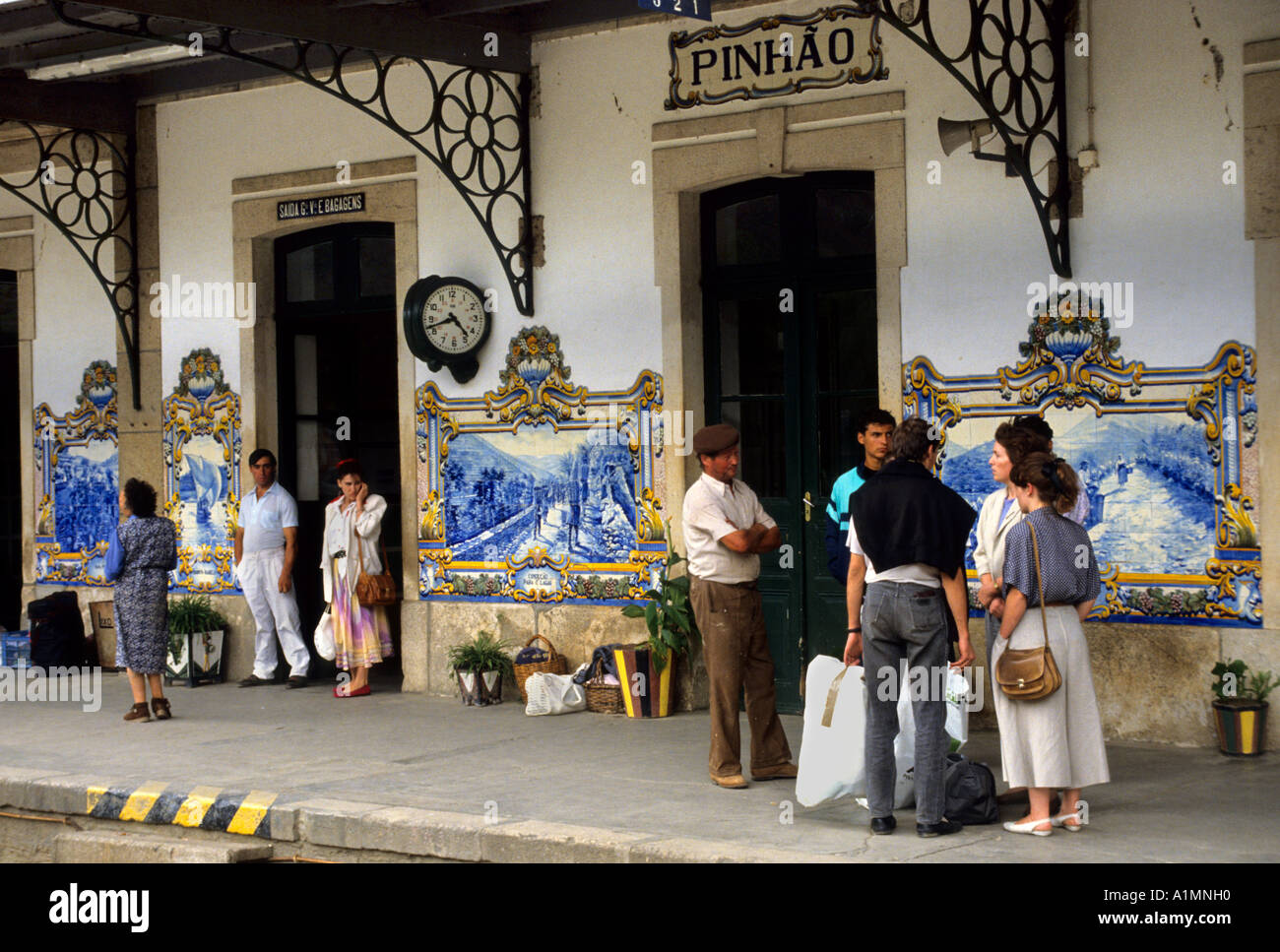 Portugal-Station Pinhao Azuleos Fliesen Fliesen Portugal Stockfoto