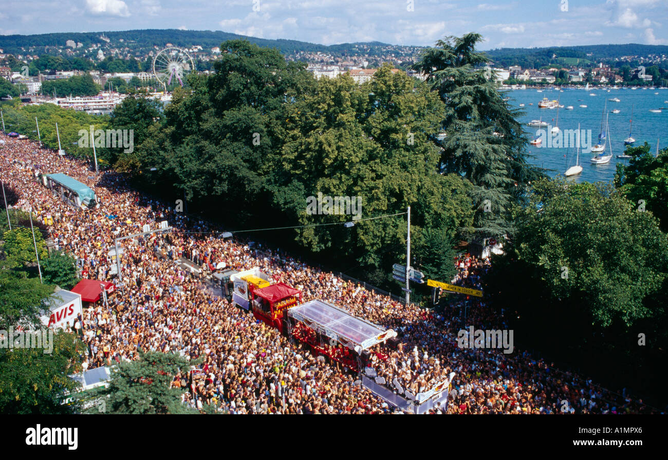 Street Parade Zürich Schweiz Stockfoto
