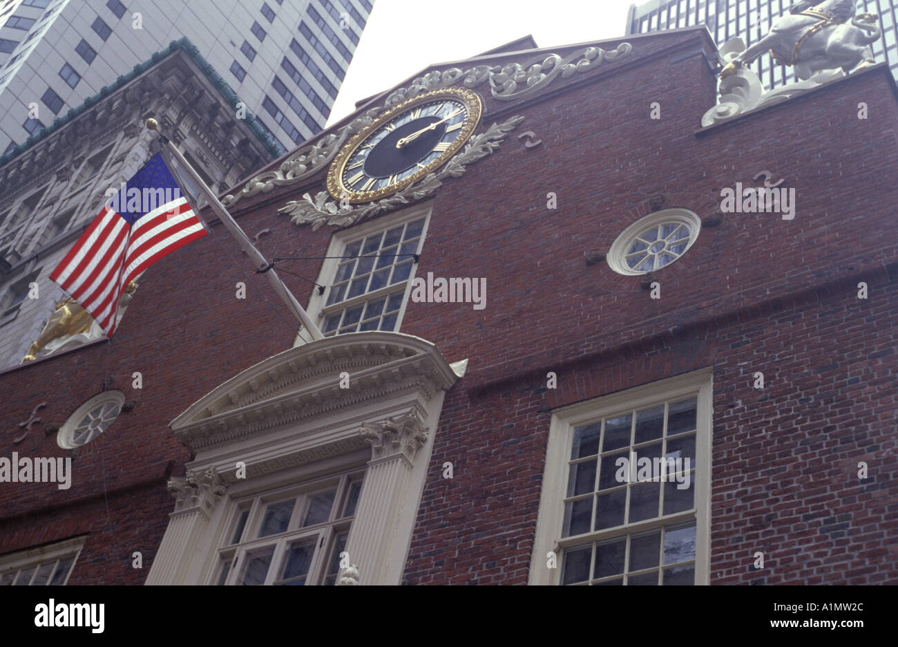 Die alten Boston State House an der State Street Stockfoto