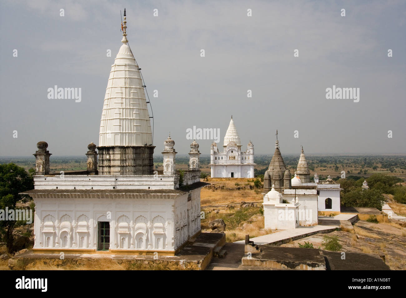 Komplex von 77 Jain-Tempel von Sonagiri im Bereich Bundelkhand in der Nähe von Gwalior in Madhya Pradesh Region von zentralem Indien Stockfoto