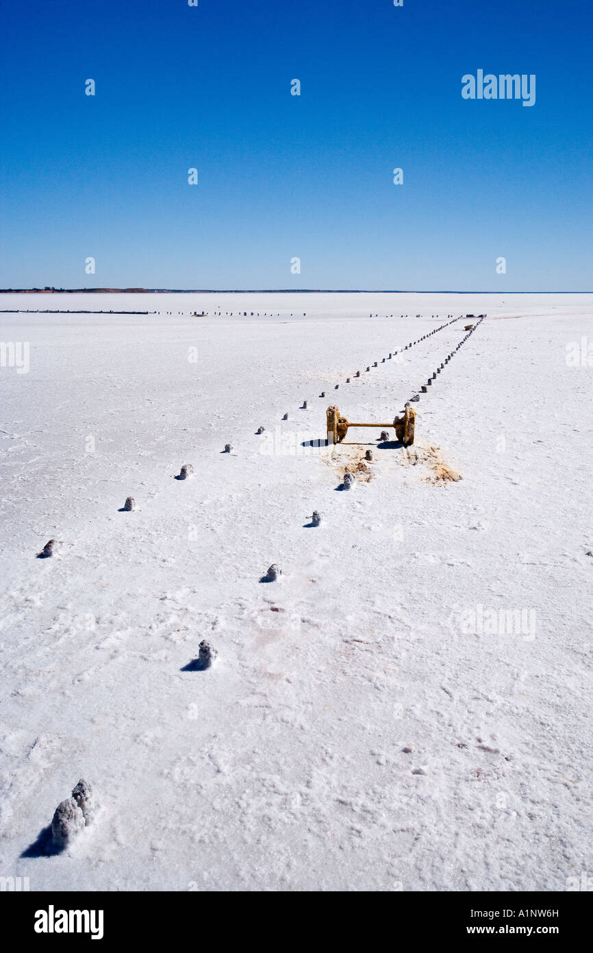 Alte Salz Werke Lake Hart Stuart Highway in der Nähe von Woomera Outback Australien Südaustralien Stockfoto