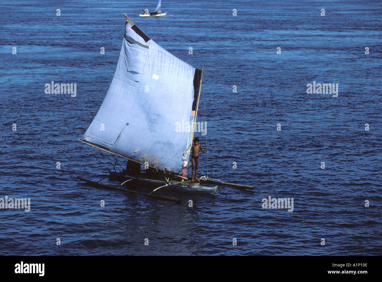 Segeln Vinta Auslegerkanu Badjao Badjao oder Tau Laut Meer Zigeuner Basilan Insel Mindanao Philippinen Stockfoto