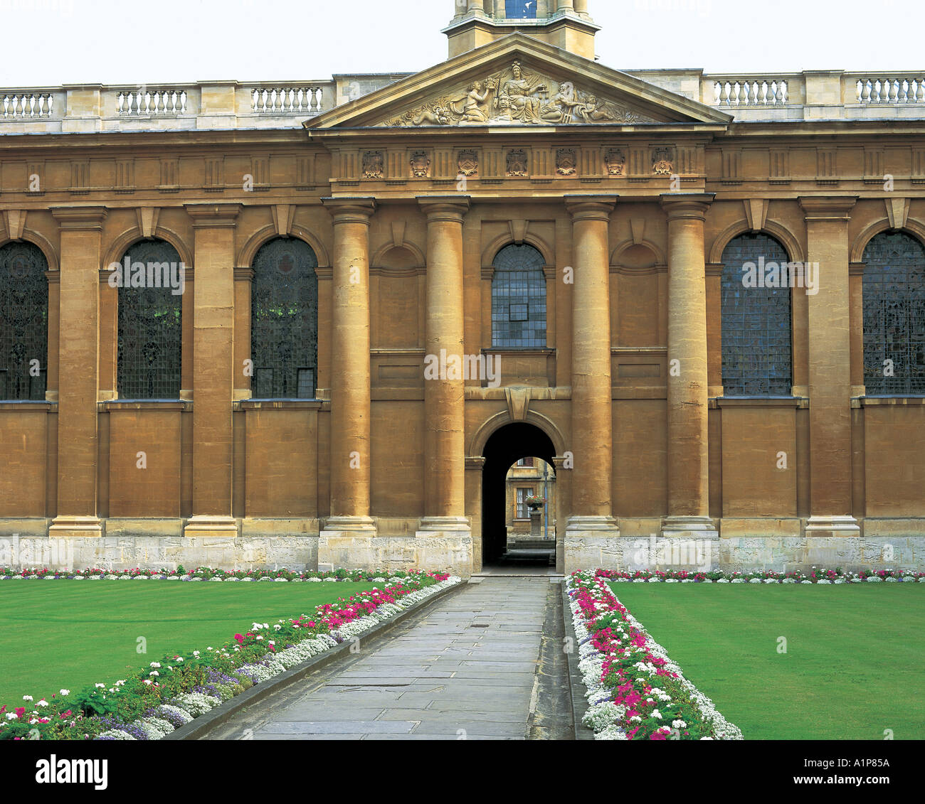 Die Front Quad Halle und die Kapelle Queens College in Oxford Stockfoto