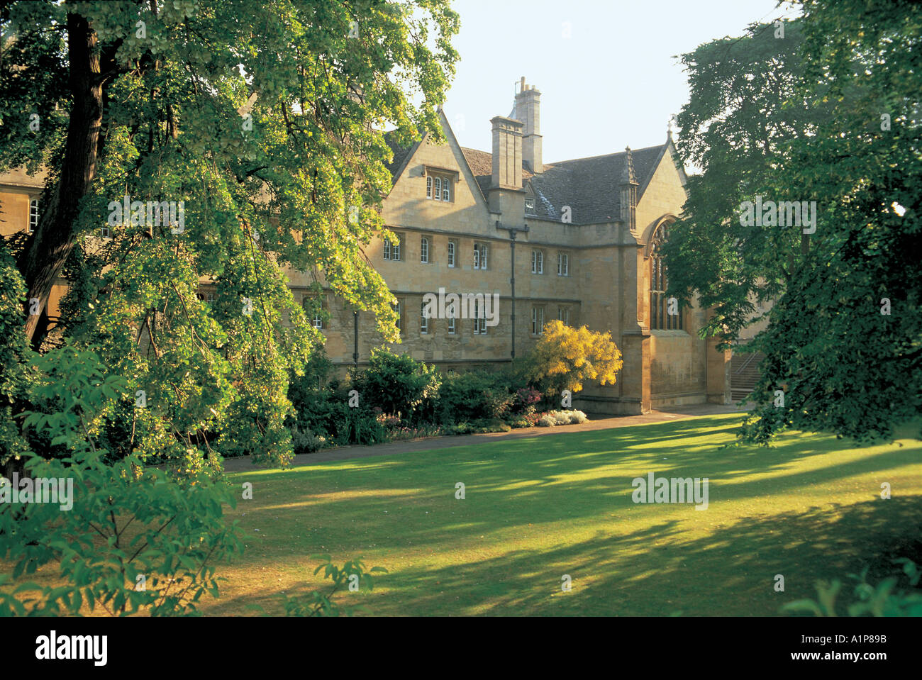 Südfassade und Garten Wadham College in Oxford Stockfoto