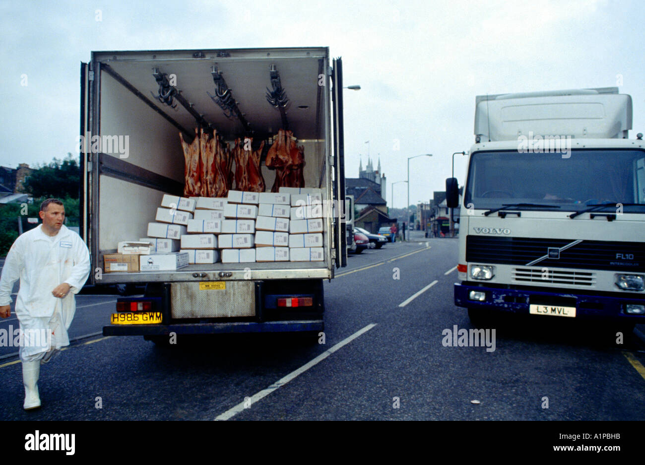Gekühlten LKW größer Rindfleisch Croydon Surrey Stockfoto