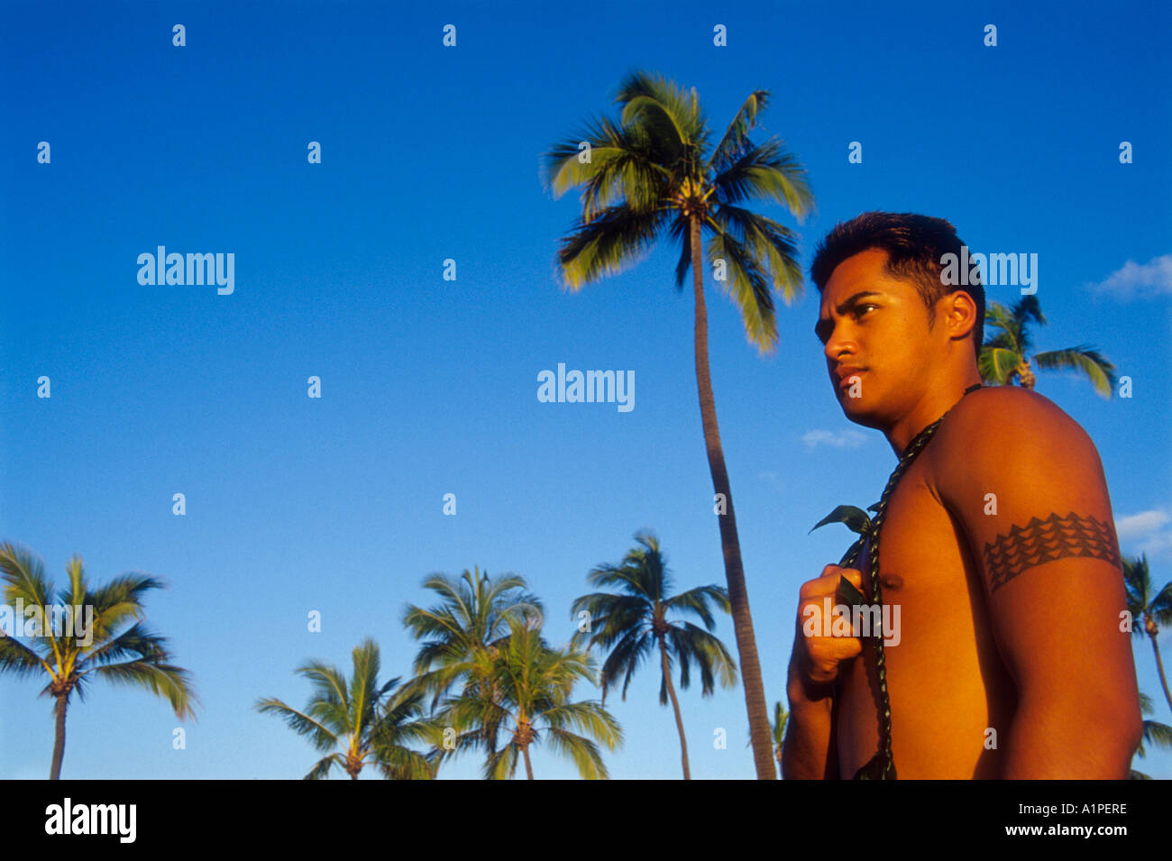 Hawaii, Honolulu, Native Hawaiian Mann Stockfoto