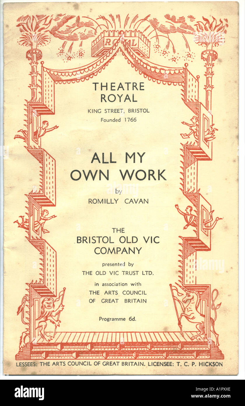 Theatre Royal, Bristol, Programm 1958 entworfen von Edward Bawden Stockfoto