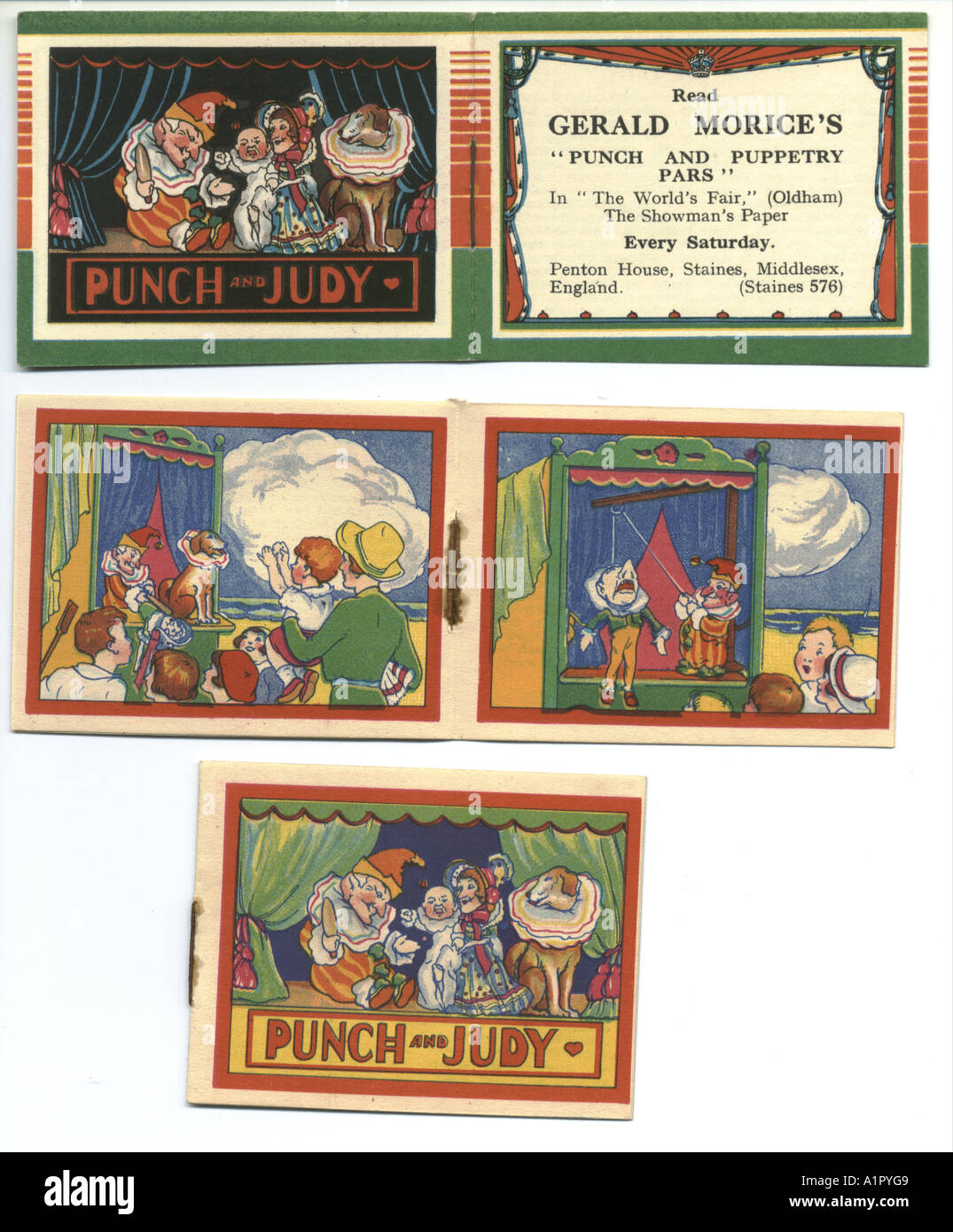 Marmite Werbung 1938 mit Punch & Judy Stockfoto