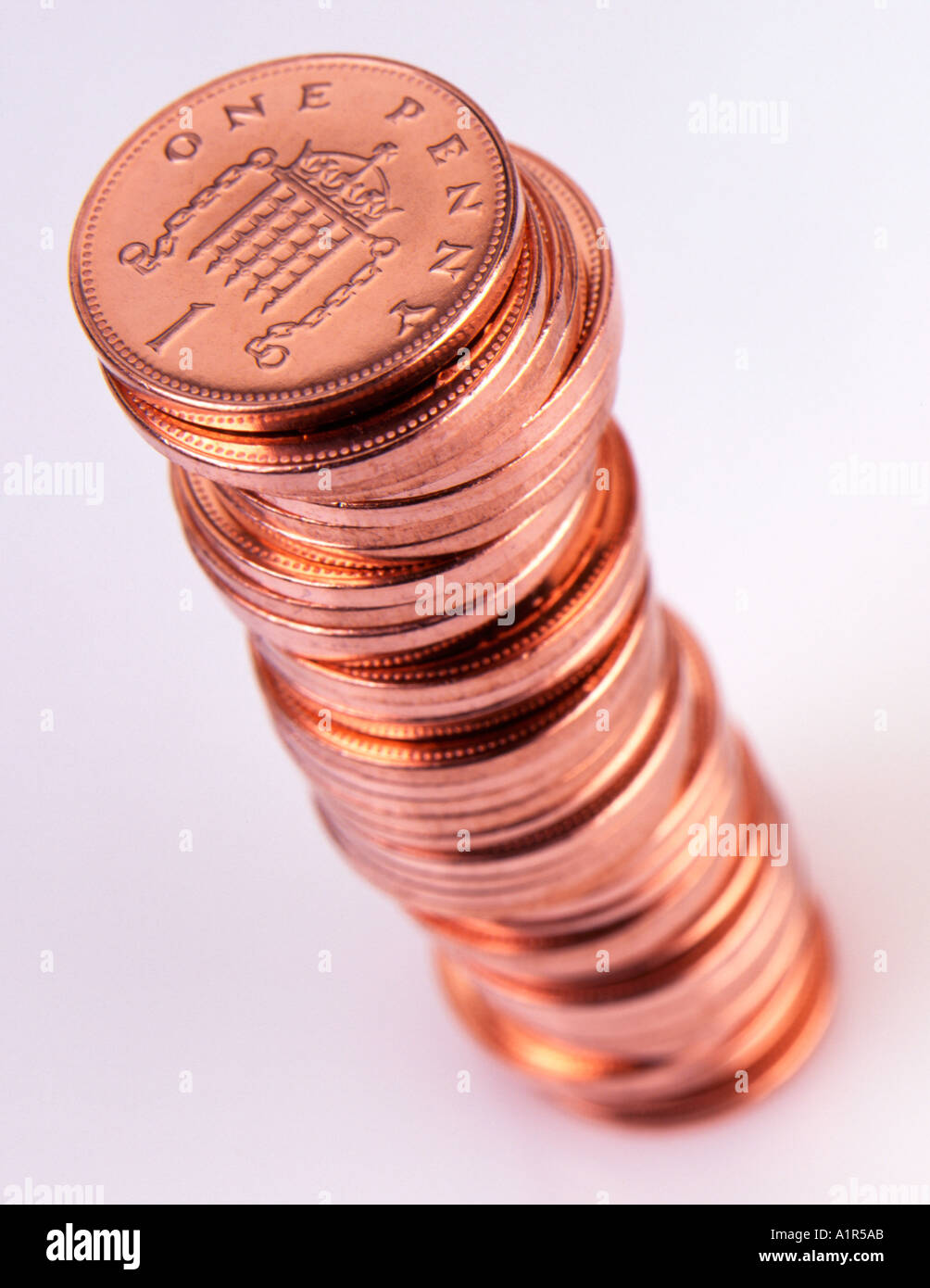 Stapel von ein paar Cent, sterling Stockfoto