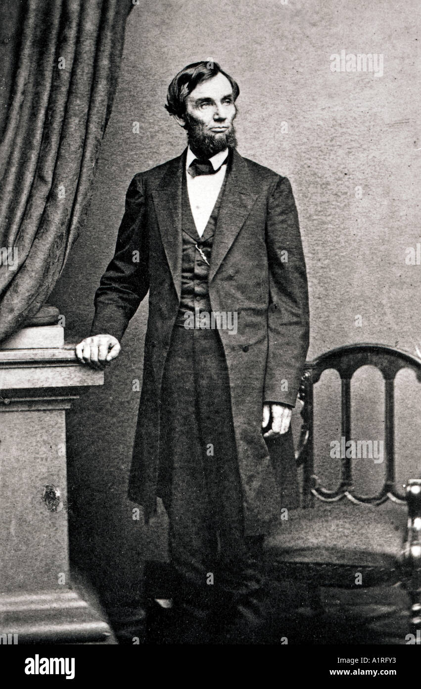 Präsident Lincoln allein für ein fotografisches Porträt. Stockfoto