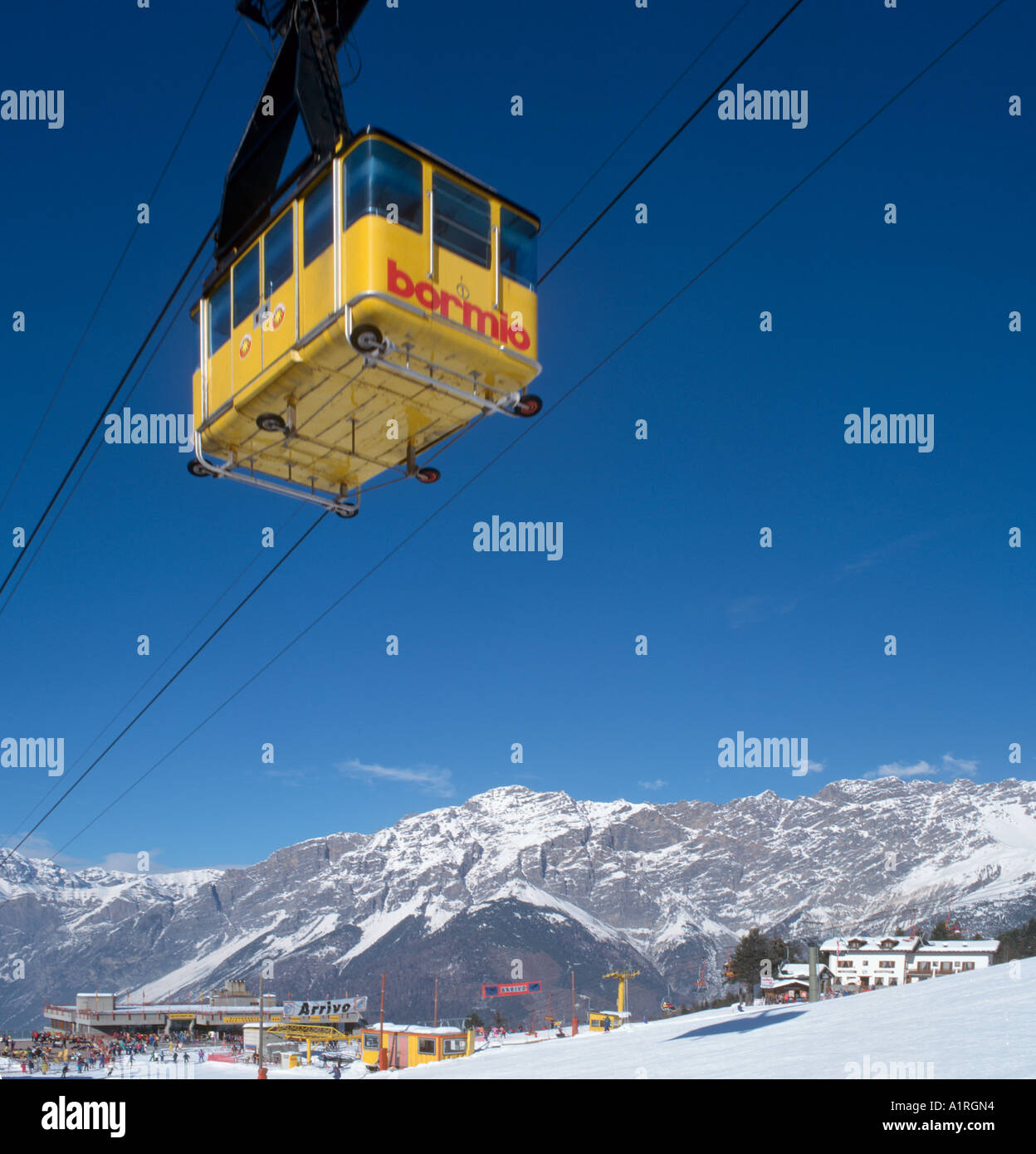 Seilbahn, Skigebiet Bormio 2000, Bormio, Italienische Alpen, Italien Stockfoto