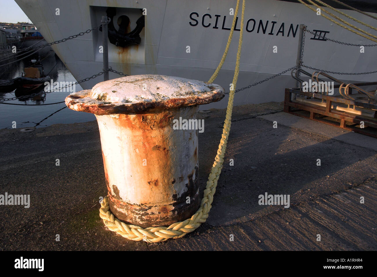 Scillonian Fähre vertäut in Penzance Dock Cornwall UK Stockfoto