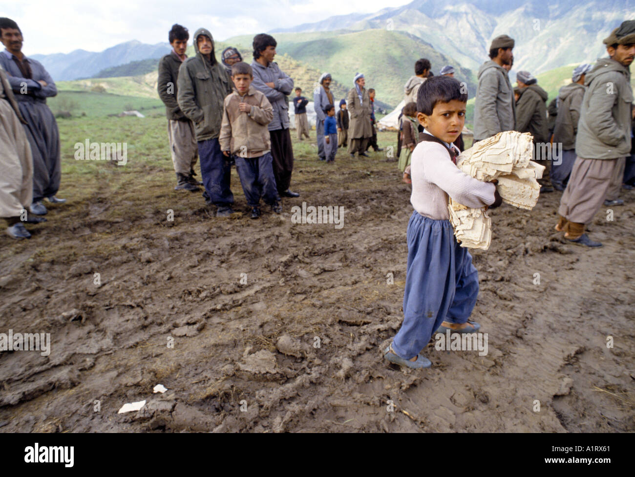 KURDISCHE FLÜCHTLINGE IRANISCH-IRAKISCHEN GRENZE 4 1991 Stockfoto