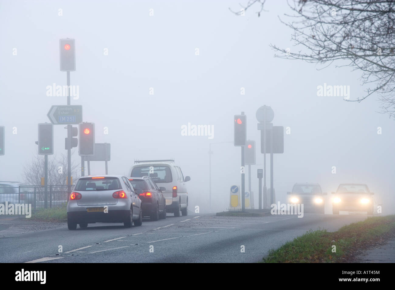 Verkehr in Nebel Stockfoto