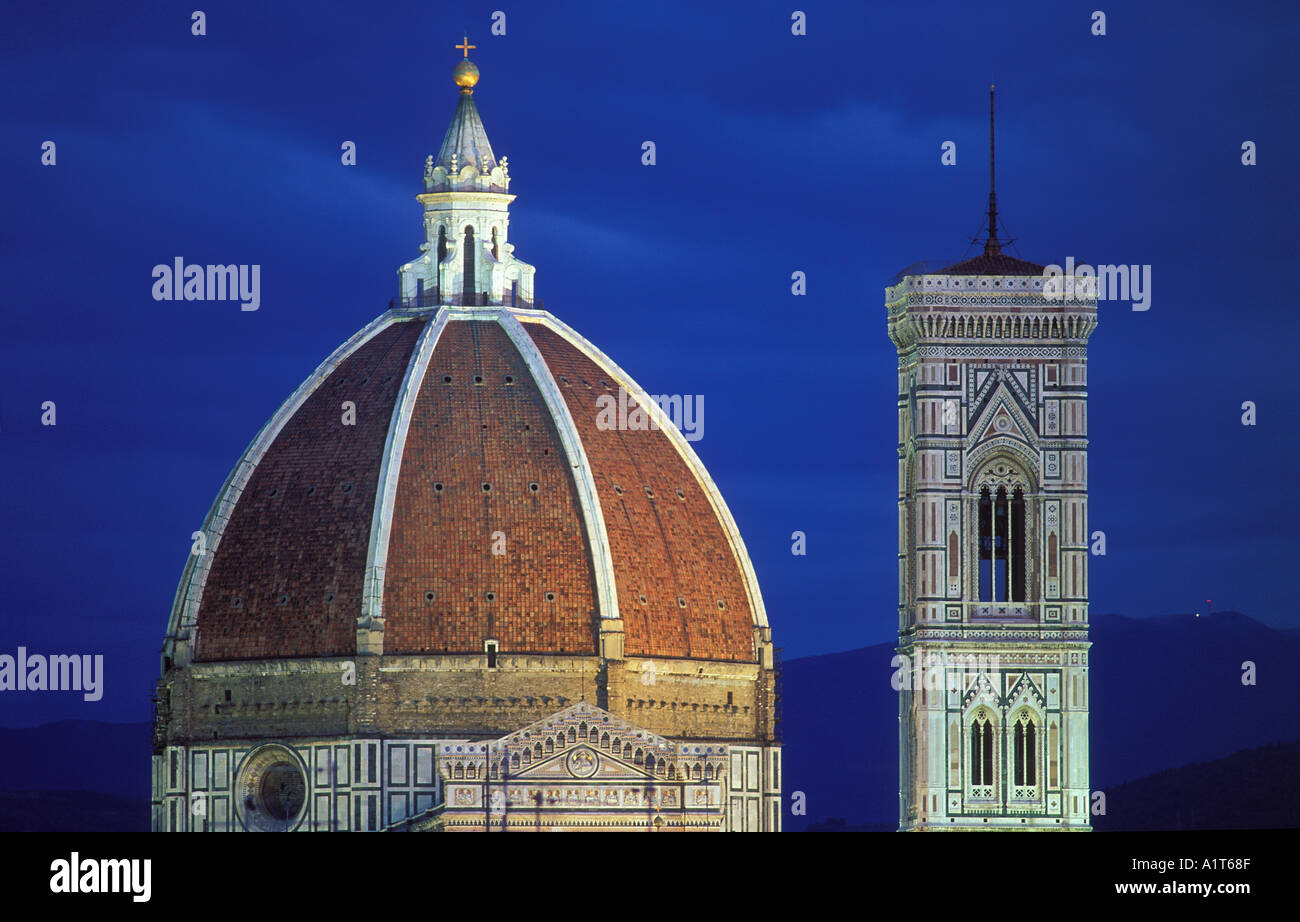 II Duomo II Campanile bei Nacht-Florenz-Toskana-Italien Stockfoto